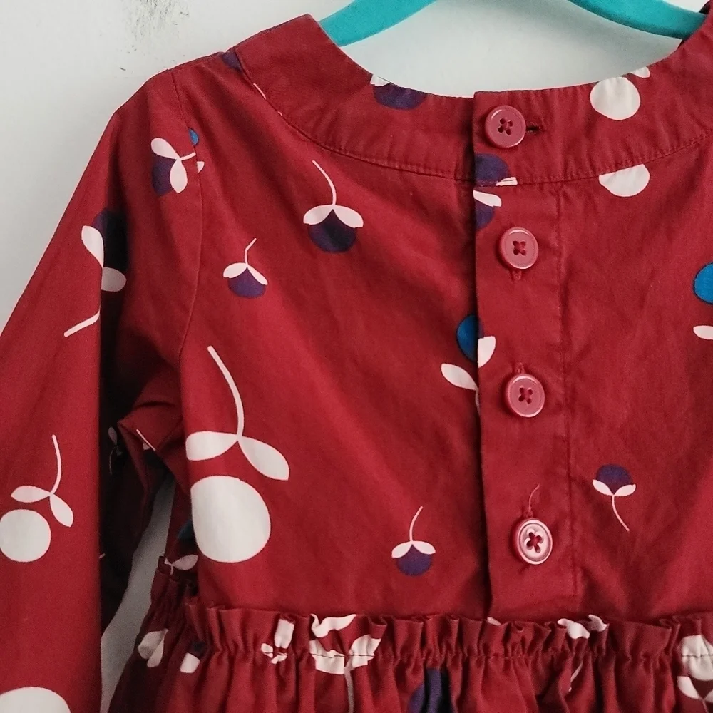 Hanna Andersson Girls 4 Maroon Long Sleeve Cotton Dress